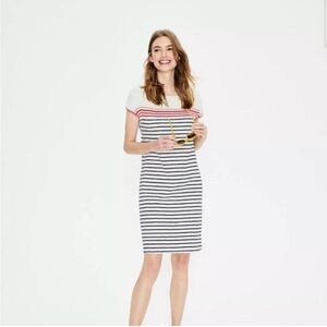 Boden Paulina Jersey Dress Ivory Multi Stripe Size Long US 6